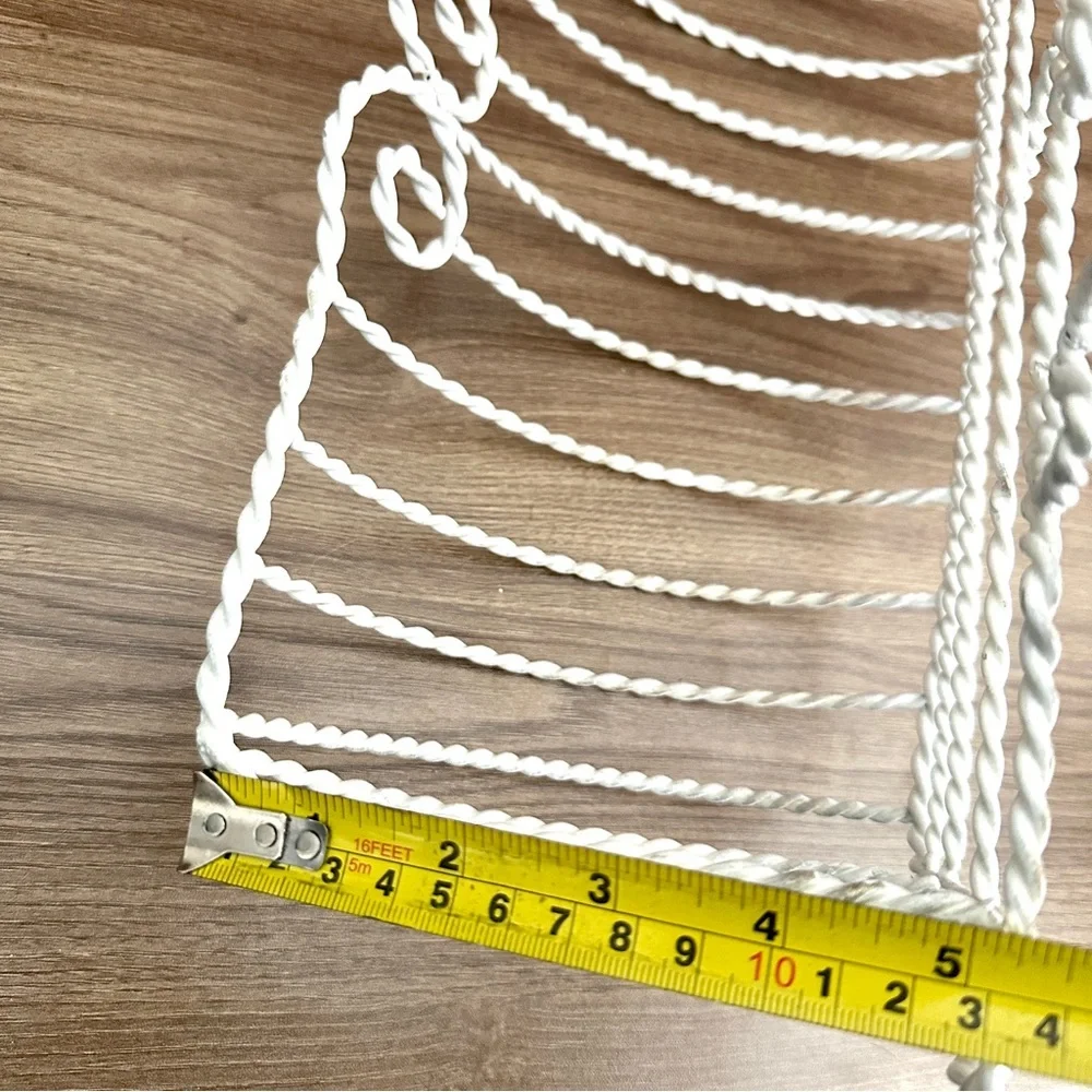 Vintage Wire Wall Basket Rustic Victorian White Heart Design Shabby Chic Planter